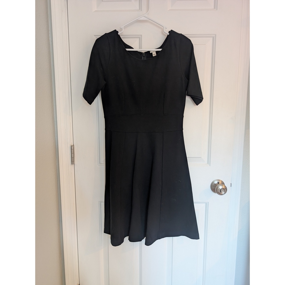 Black J. Crew fit and flare half-sleeve dress